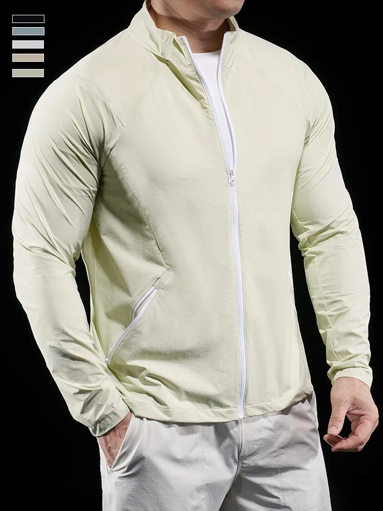 Men's Outdoor Gym Fitness Long-sleeved Jacket Casual Running Training Stand-up Collar Zipper Top Summer Style