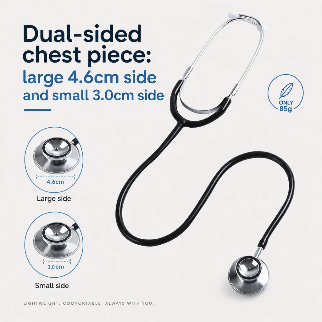 AiQUE Medical Dual Head Stethoscope Portable Medical Clinic Equipment Device Nurse Doctor Student Auscultation Examination