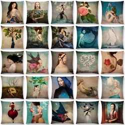 Nuovo Elegante Della Signora Bella Ragazza Shakespeare Pittura Ad Olio in Stile Luna Musica Fairytale Fiore Uccello Fodere Per Cuscini Coperture Per Cuscini