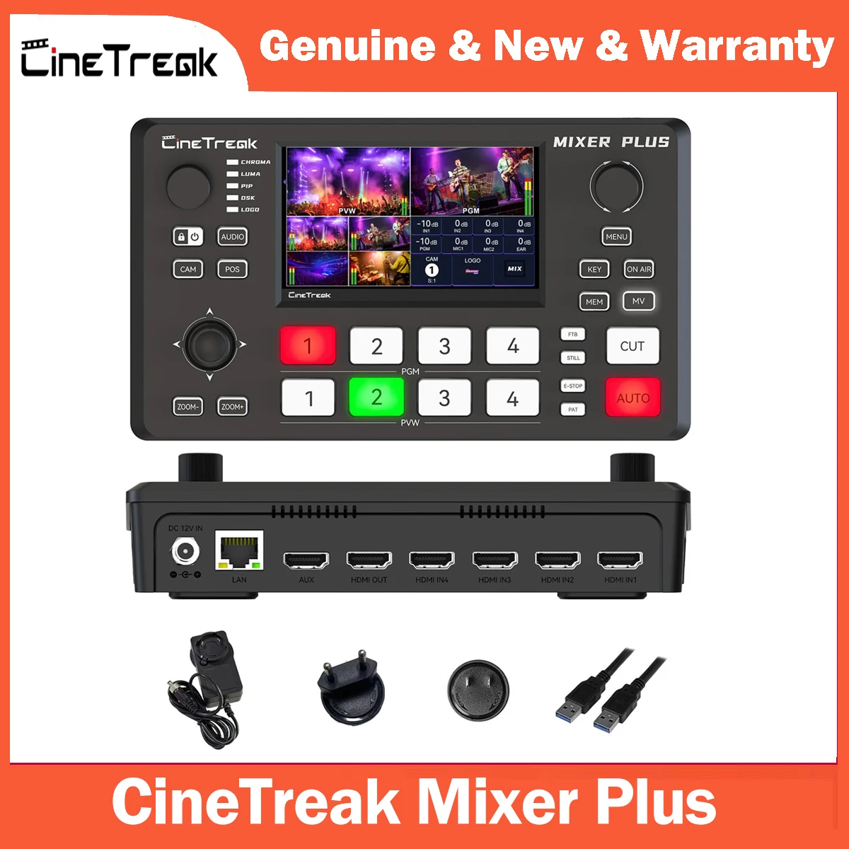 CineTreak Mixer Plus 4-Channel HDMI Streaming Video Switcher with 4.5