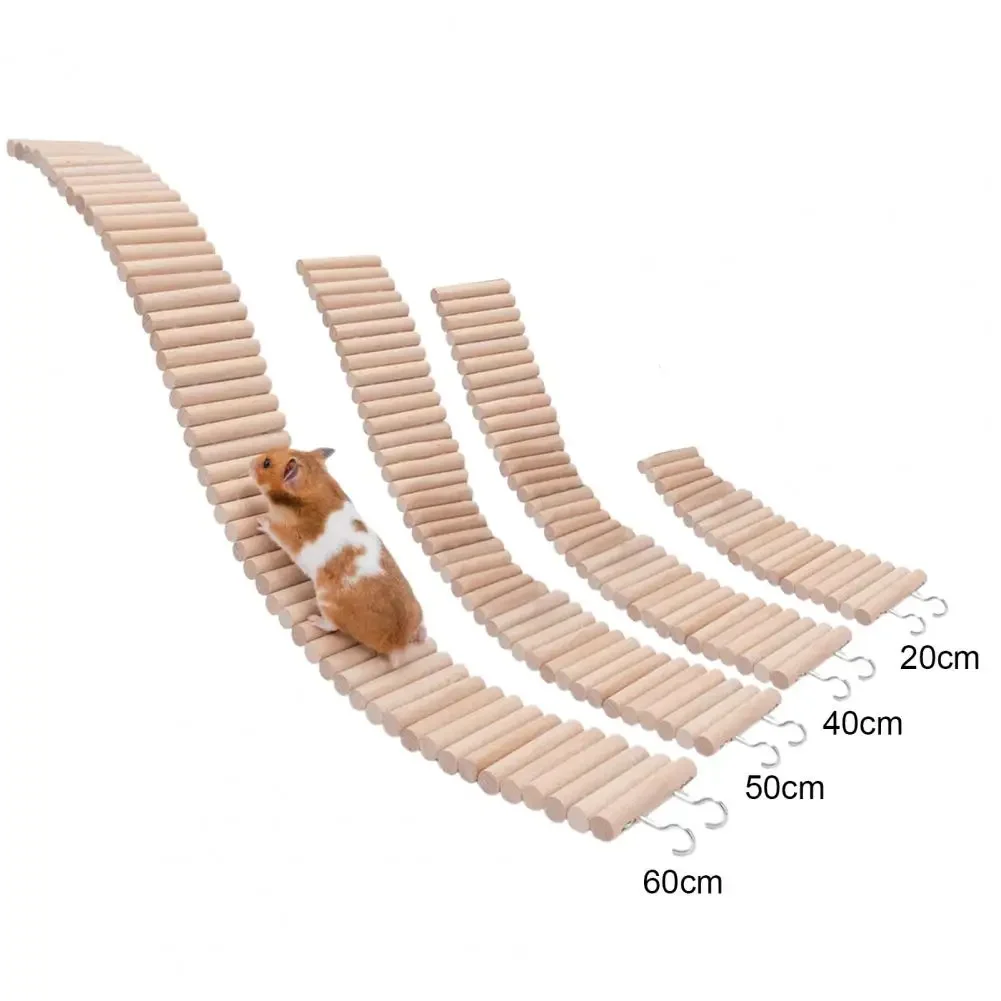 Hamster Ladder Toy Small Pet Wooden Ladder Bridge Toy Bur-free Bite Resistant Natural Wood Hamster Parrot Ladder Toy for Gerbils