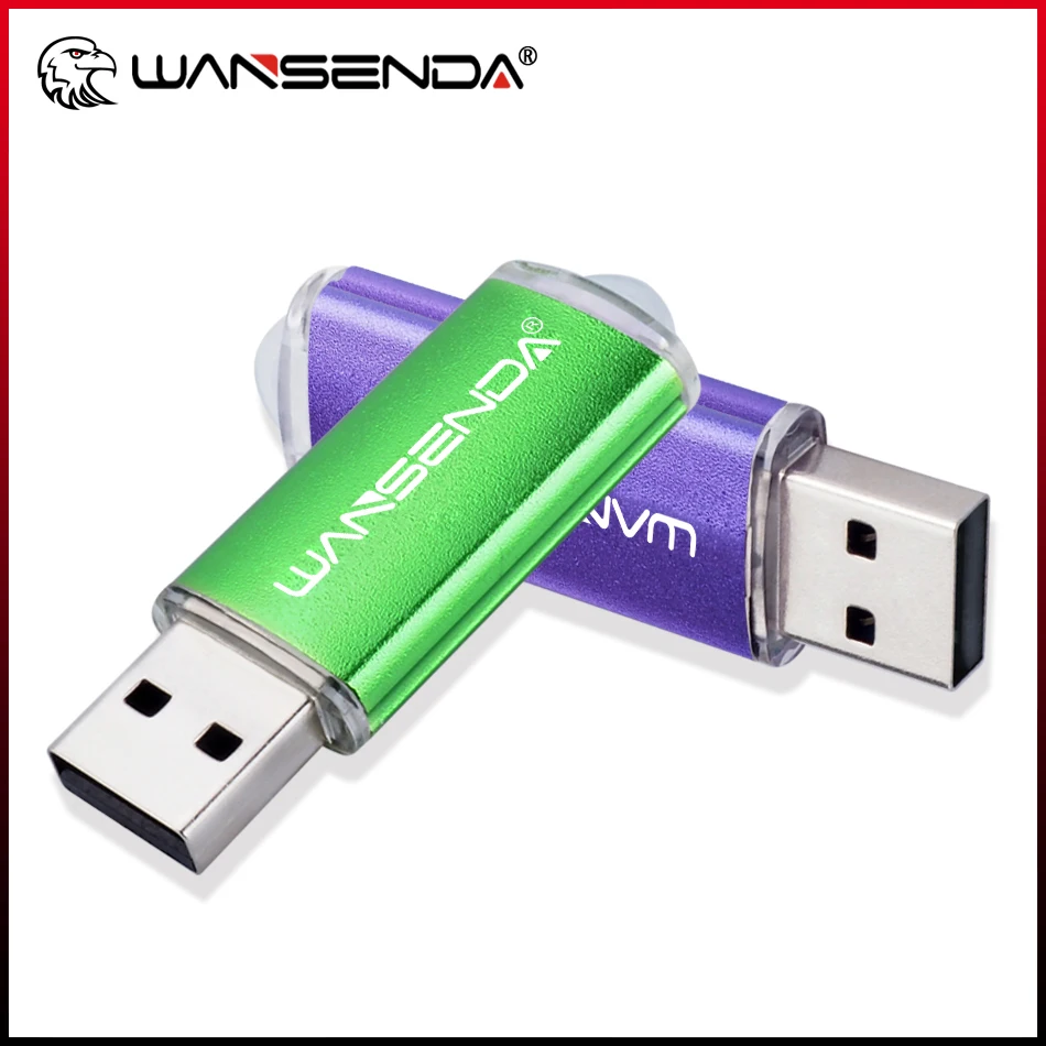 WANSENDA Metal USB Flash Drive 32GB 64GB Pendrive 256GB 128GB 16GB 8GB Creative Memory Stick Thumbdrive for Tablet PC