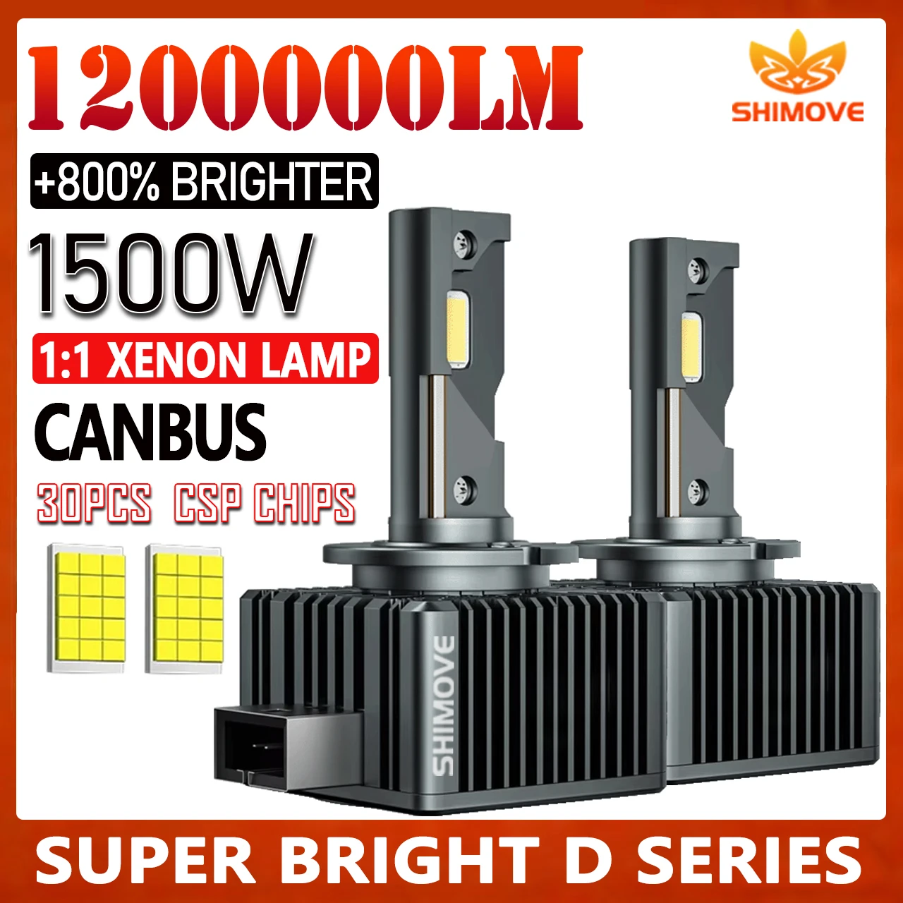 D1S D2S D3S LED Headlight Canbus D1R D2R D3R D4R D4S Xenon Lights Turbo LED Two Sided 9054 CSP Chip 6000K Plug&Play Auto Lamp