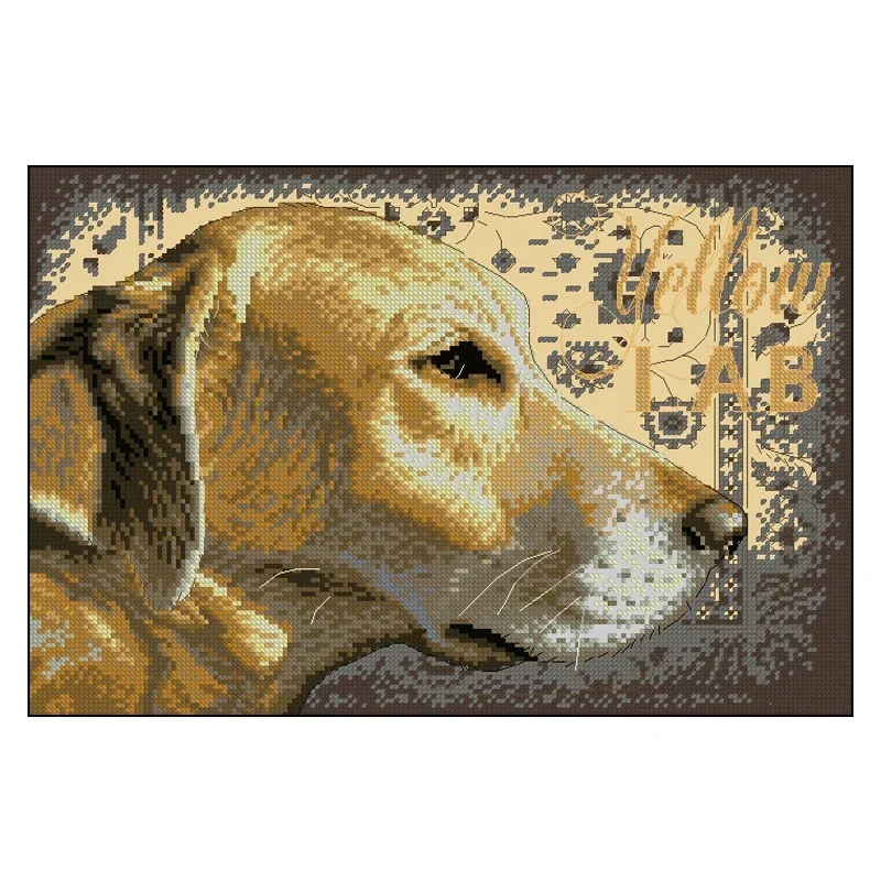 Amishop Top Quality Lovely Cute Counted Cross Stitch Kit Yellow Lab Dog Puppy Animal Dim 70-35273