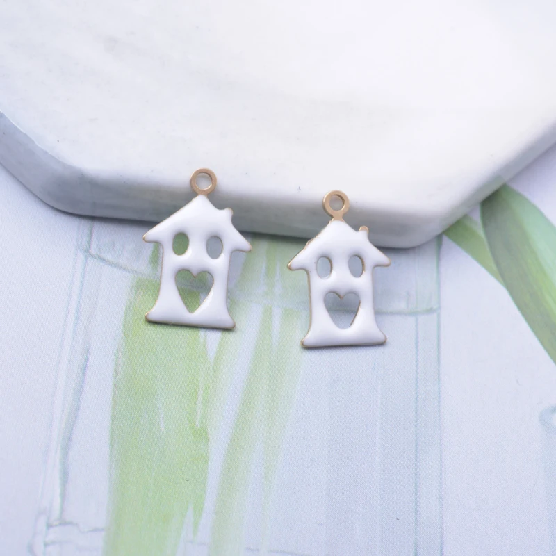 30 Stück Kupfer beidseitig emaillierte Liebeshaus-Anhänger, lila Emaille, kleine Anhänger für DIY-Halsketten und Armbänder, Zubehör im Großhandel – Detail 5