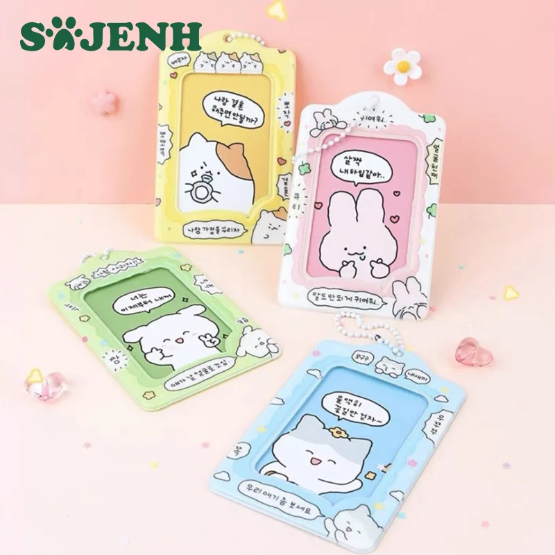 Fashion Kpop Idol Photo Card Holder Photo Frame Cartoon Student Card Protector With Chained Photo Protector Book Bag Pendant