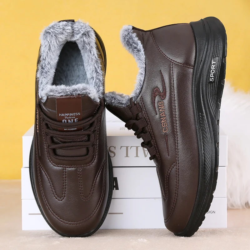 Herren-Winterstiefel mit Schnürung, knöchelhohe Stiefel, weiche und dicke Sohle, Baumwollschuhe für Outdoor-Aktivitäten. – Detail 5