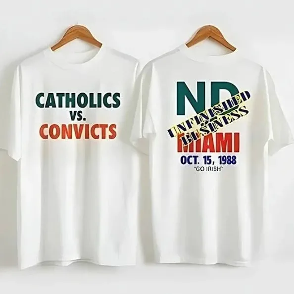 2 Sided Catholics Vs Convicts Vintage 1988 T-Shirt