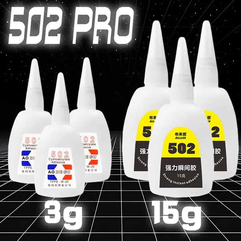 3ML/15ML Cianoacrilato Colla Istantanea Adesivo Forte Ad Asciugatura Rapida Trasparente 502 Super Colla per Gioielli FAI DA TE Giocattolo scarpe