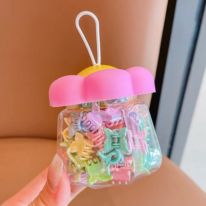 2026 New Korean Solid Flower Mini Hair Claws For Girls Kids Toddler Candy Color Star Butterfly Kids Hair Barrettes with Box Gift view 4