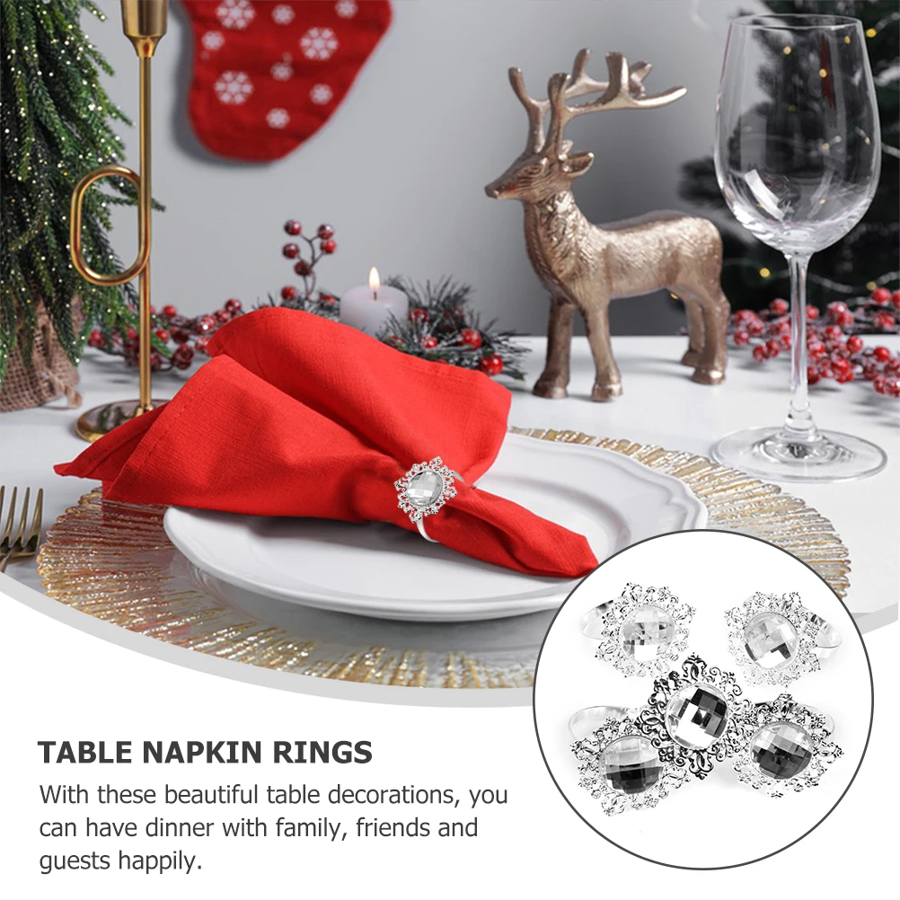 

12pcs Sparkling Blue Acrylic Rings Set For Wedding Banquet Dinner Table Decoration Iron Elegant Compact Size Holders For