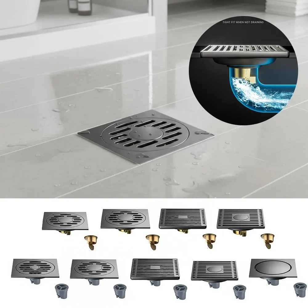 Stainless Steel Shower Floor Drain Thickened Backflow Preventer Fast Drainage Floor Drain Anti-odor Grey Kitchen Sink Strainer