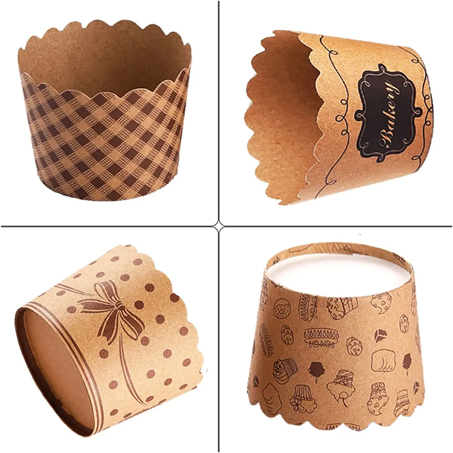 50Pcs Paper Baking Cups Kraft Paper Cake Cups Liners Heat Resistant Oilproof Muffin Cake Wrappers for Wedding Birthday Party