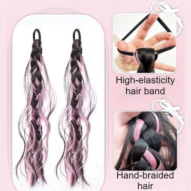 1 زوج المألوف فقاعة ذيل حصان شعر مستعار للنساء الشعر التمديد 20 بوصة جديلة ذيل حصان شعر مستعار Y2K الملاكمة الضفائر شعر مستعار كاذبة الفتيات #2