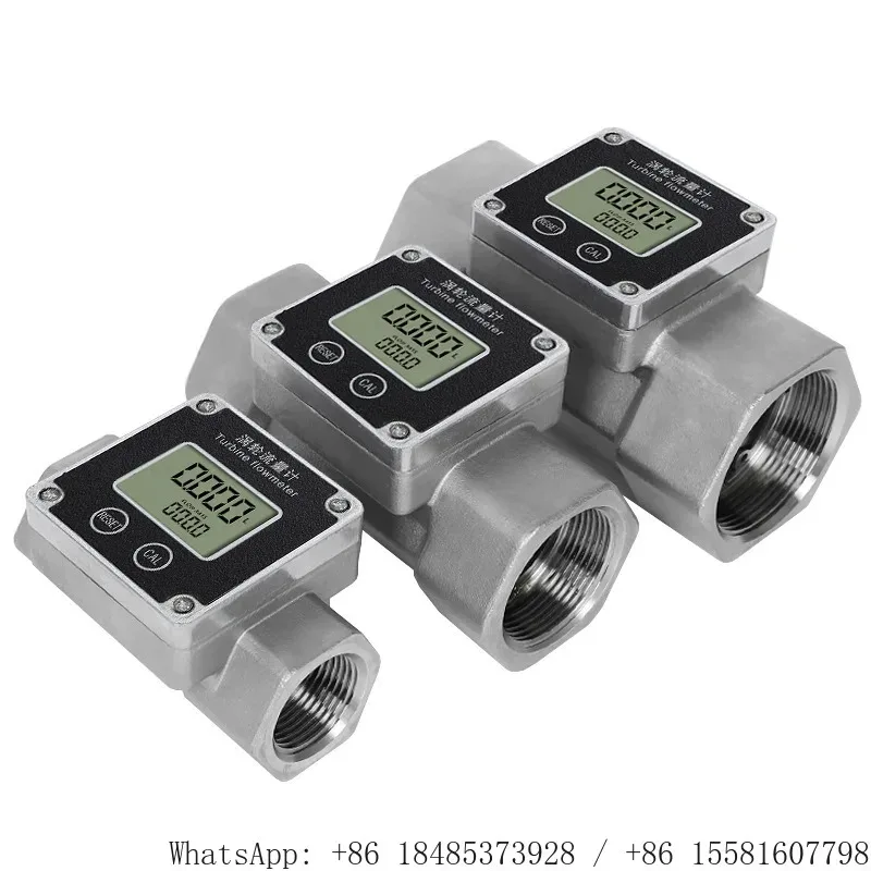Digital Stainless Steel Turbine Flow Meter Instant Total Readout Water Urea Liquid 1/1.5/2in Precision Pipeline Measuring Gauge