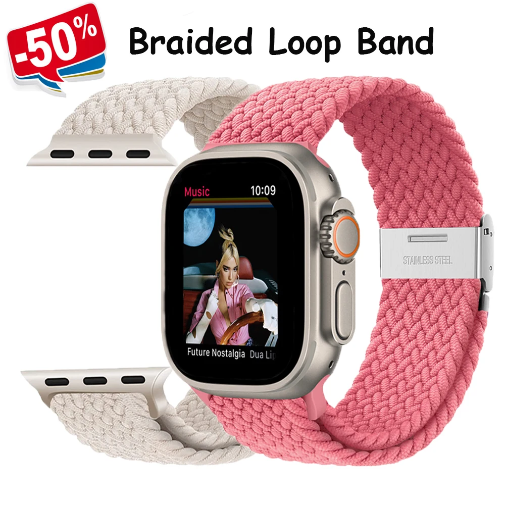 Braided solo loop For Apple watch band 44mm 45mm 49mm 40mm 41mm 38 42mm bracelet belt correa series 7 3 5 se 6 4 8 ultra Strap