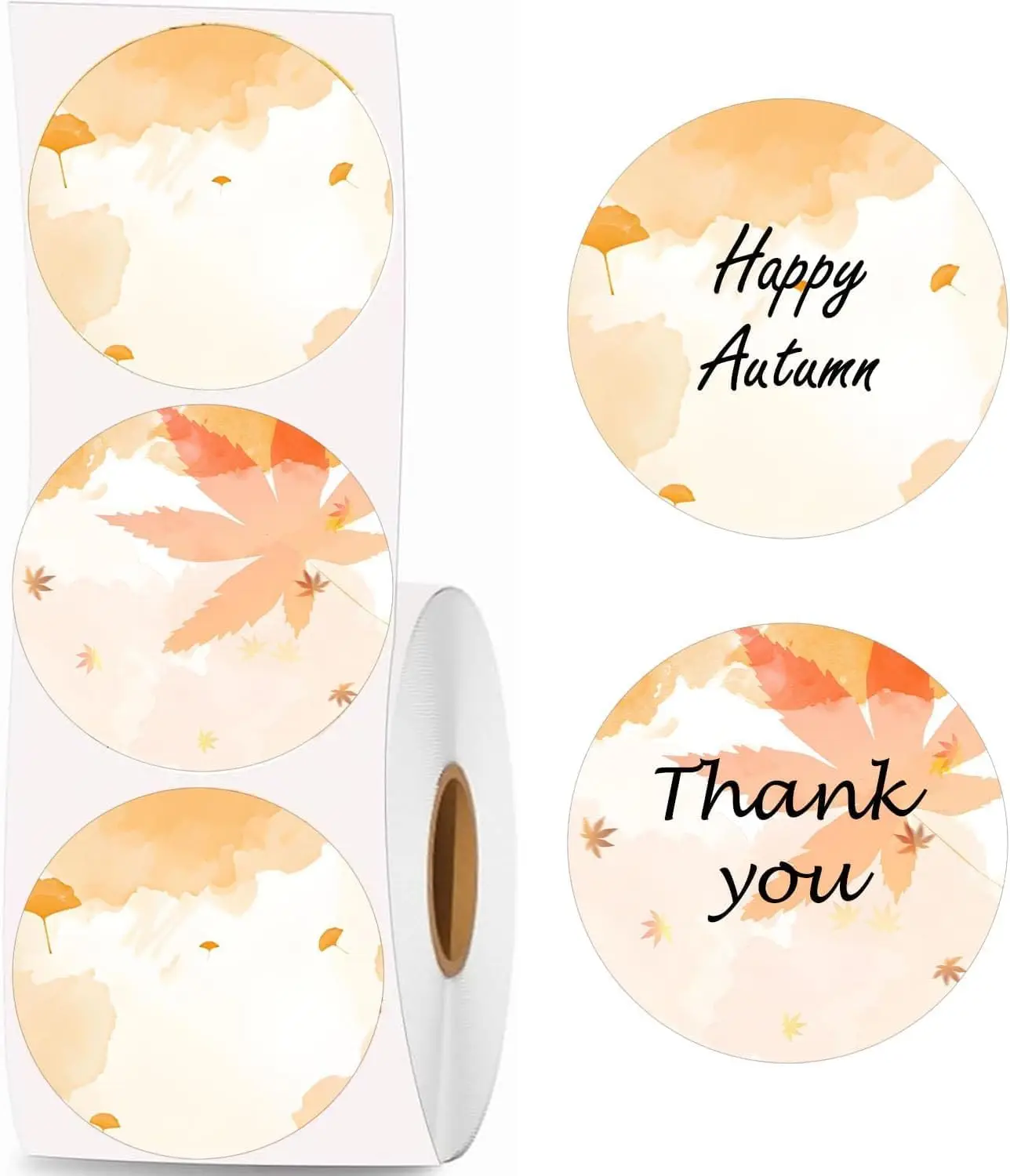 

500 Pcs Happy Fall Thermal Labels 2 inch Happy Autumn Label Stickers for DIY Design,Name Tags,Barcodes,QR Code Compatible