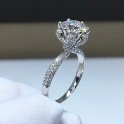 Platinum PT950 moissan diamond ring women ho set six claw ring women's diamond ice queen