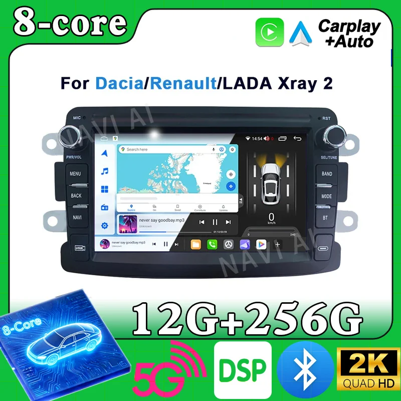 Android 15 Auto Radio For Dacia Logan Dokker Duster Sandero Lodgy 2012-2017 Renault Captur Symbol Car Multimedia Player Carplay
