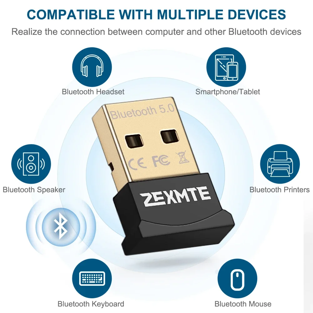 Zexmte USB Bluetoothアダプター 5.4 5.3 ドングル Bluetoothアダプター PC/ノートパソコン用 ワイヤレススピーカー オーディオレシーバー トランスミッター