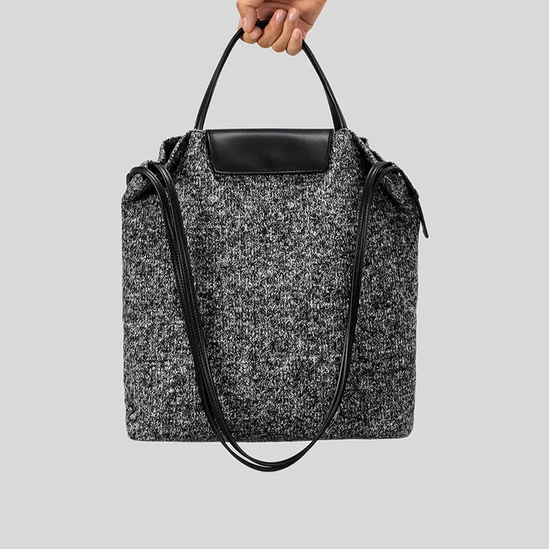 

Casual Large Capacty Woolen Tote Bag Designer Women Handbags 2025 Autumn and Winter Big Shoulder Crossbody Bags