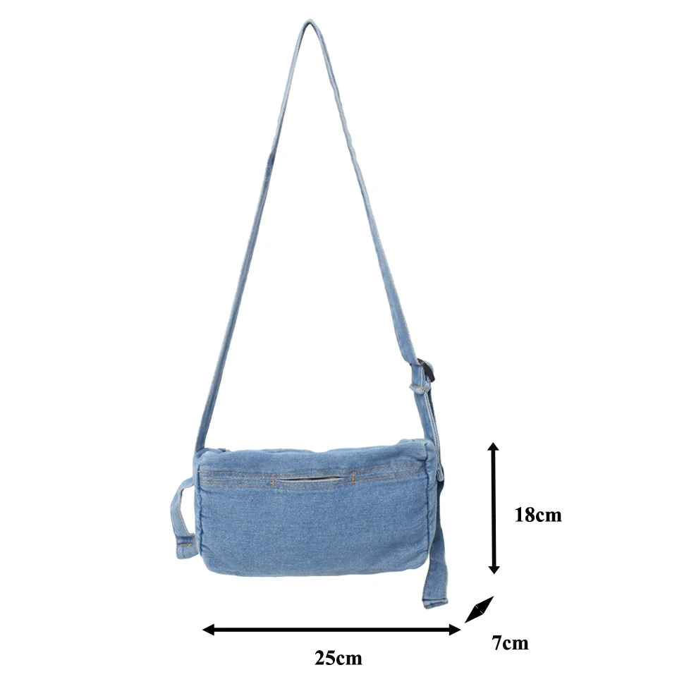 Solid Denim Women\'s Bag 2023 Small Shoulder Bag Messenger Bag Y2K Handbag New Jeans Cross Eco Bag Korean Shopping Canvas Satchel