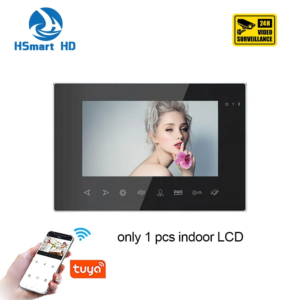 only 1pcs 7inch Tuya WIFI Video Intercom For Apartment 4-Wire Video Doorbell Camera