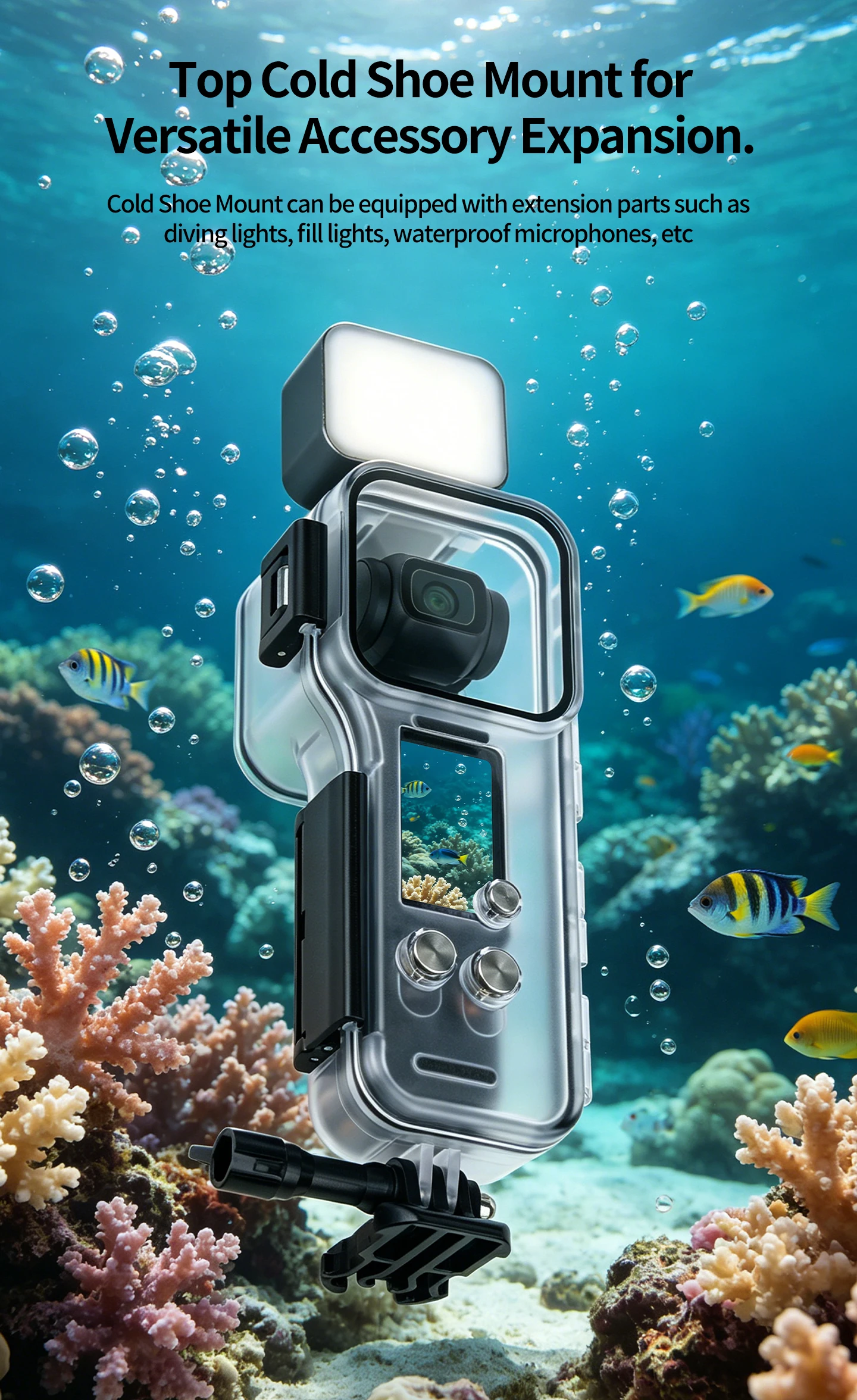 dji-osmo-pocket-4-ジンバル用-50m-防水ケース-カーボンファイバー製の目に見えない自撮り棒付き-コールドシュー拡張-水中ダイビング用