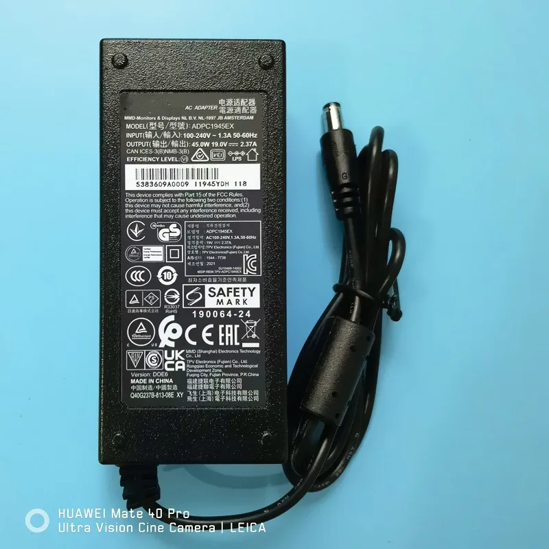Adaptador de Corriente CA/CC de 19V 2.37A para Monitor LCD Philips AOC 274E5Q 224E5Q 272E1GSJ ADPC1945 AOC ADPC1945EX