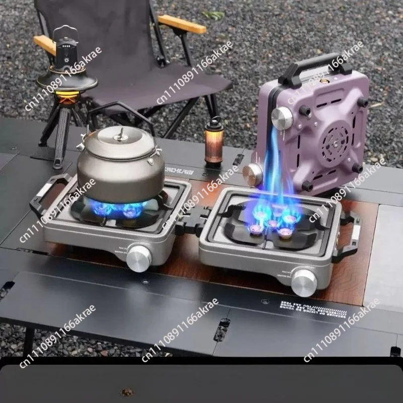 for Outdoor Dual Burner High Power Camping Stove Folding BBQ Grill Split Stove Cassette Gas Cooker for Camping