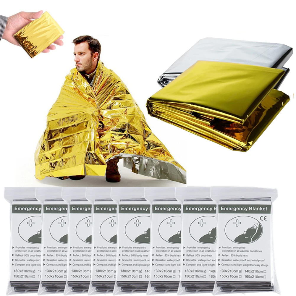 Emergency Blanket Outdoor Camping First Aid Blanket Military Rescue Kit Windproof Waterproof Foil Thermal Blanket for Camping