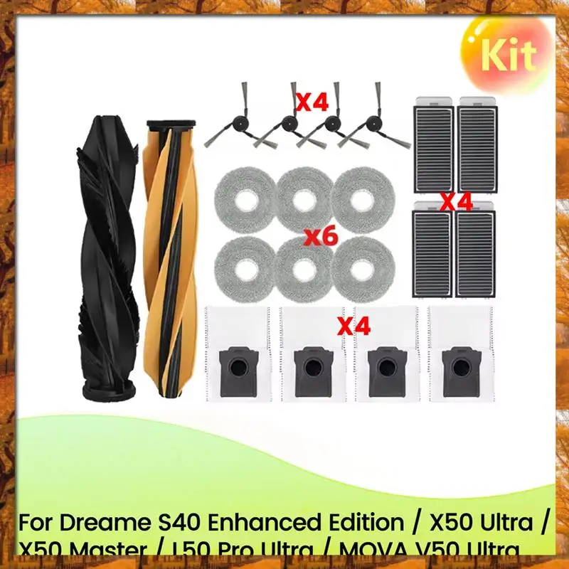 A60T New Main Side Brush Filter For Dreame S40 Enhanced Edition/X50 Ultra/X50 Master/L50 Pro Ultra/MOVA V50 Ultra Vacuum Parts