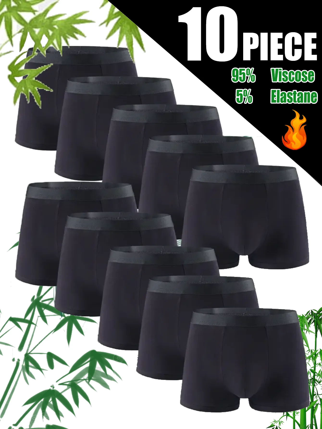 

10 pack men's bamboo fiber underwear, sports and casual, skin friendly, soft, student underwear, classic for all seasons