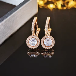 2024 New Arrival Trendy Halo Rose Gold Silver Color Korean Earrings Fashion Jewelry for Women Free Items Gift E5608