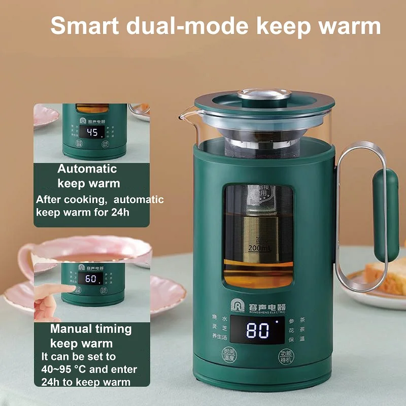 600ml Smart Health Pot Portable GlassTea Maker Electric Kettle Office Multi-function Flower Teapot  Automatic Keep Warm 220V