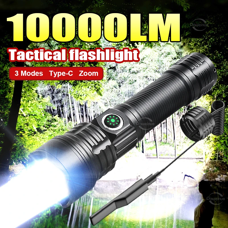 

Powerful LED Tactical Hunting Flashlight USB Rechargeable Waterproof Torch Lamp Professional Shooting Night Scout Lights Set