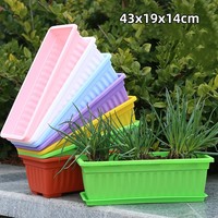 Rectangular Plastic Planters Durable Anti-corrosion With Drainage Holes And Trays For Flowers & Vegetables Garden Supplies