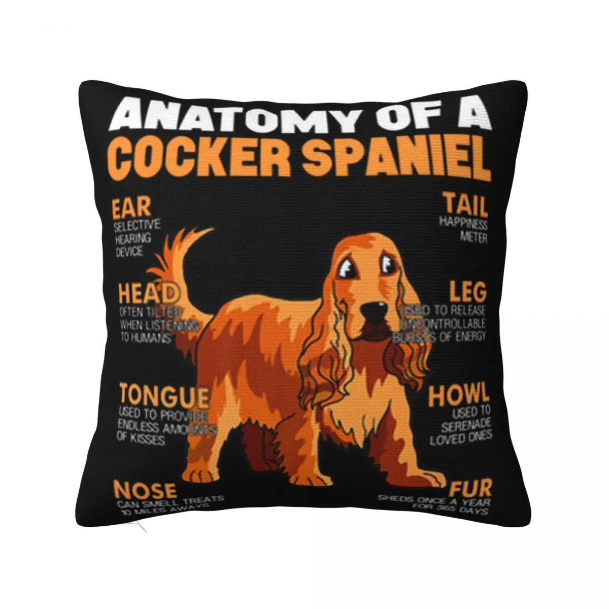 Anatomy Of A Cocker Spaniel The Function Of Dogs Part Aesthetic Rap New Brand Basic Newest Pillow Case