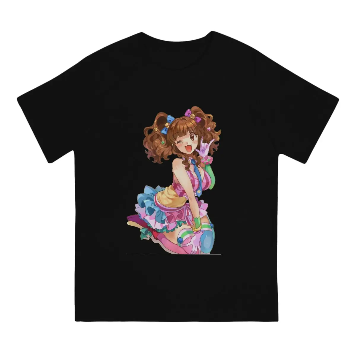 Kirarin Man TShirt Idol Moroboshi Kirari Sitting Down And Winking Distinctive T Shirt Graphic Streetwear Hipster