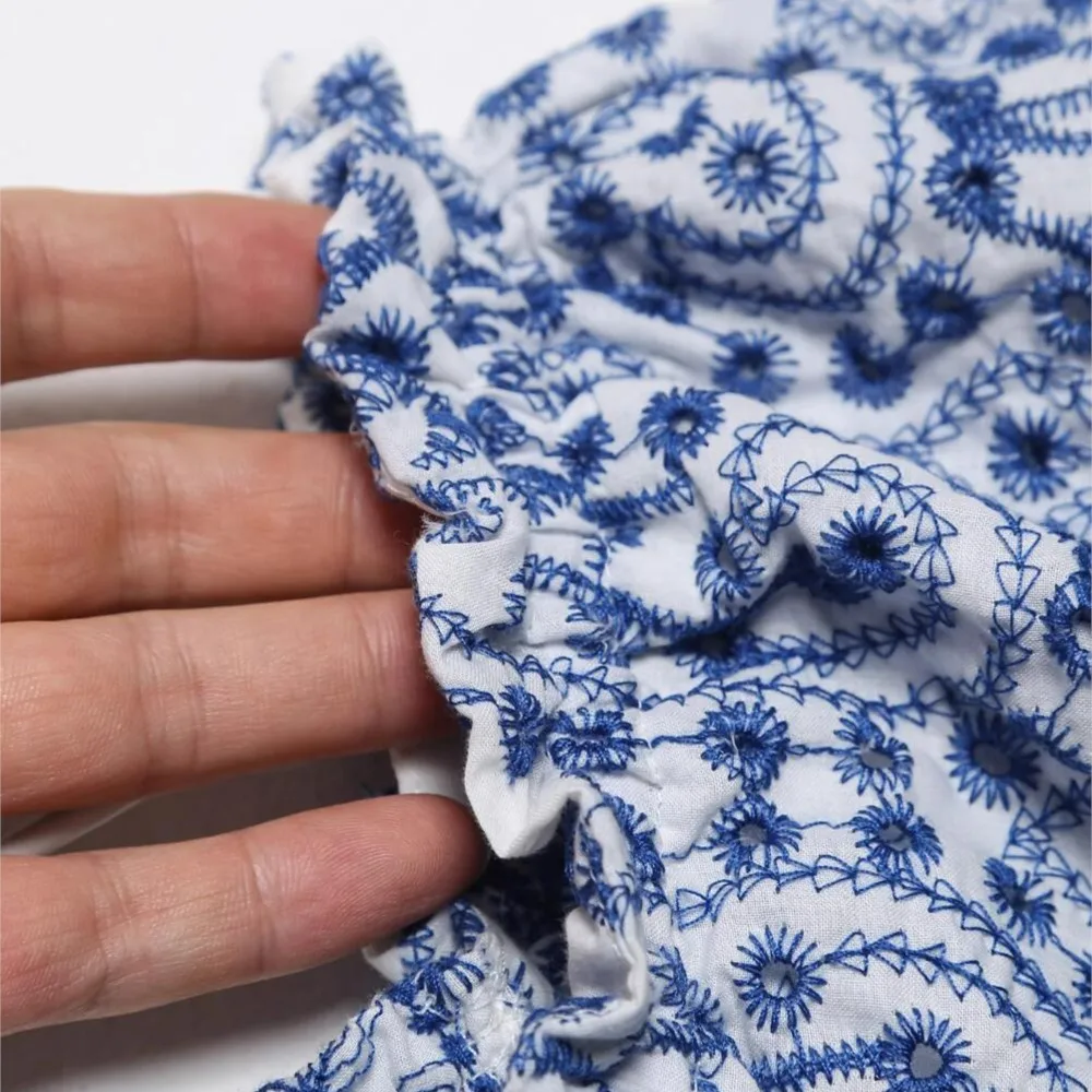 Abiti da festa midi con maniche svasate e volant da donna BOHO Abito estivo senza schienale con spacco scavato con ricamo floreale bianco blu estivo