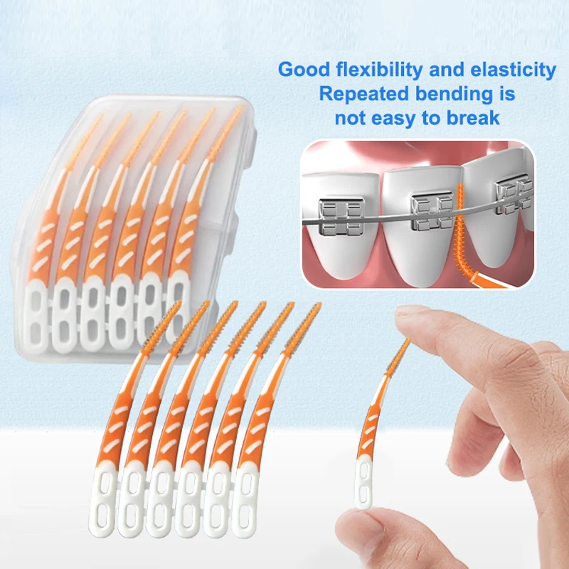 

1/5 Box Interdental Silicone Brushes Teeth Stick Toothpicks Interdental Brushes Dental Cleaning Brush Teeth Care Dental Floss