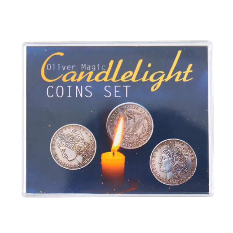 Candlelight Coins Set Magic Tricks Morgan Coin Appear / Disappear Magia Magician Close Up Illusions Gimmick Props Mentalism Fun