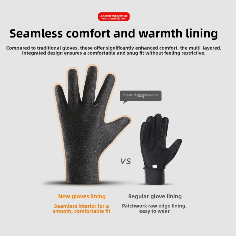 Men Women Warm Outdoor Riding Touch Screen Gloves Built In Waterproof Bag Lined Thickened Cold Proof Wear Resistant Protective
