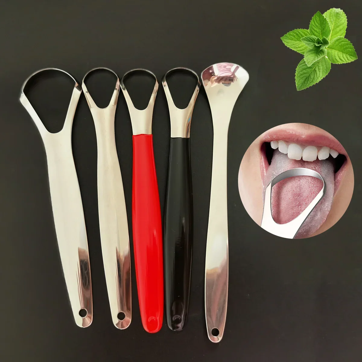 Raspador de lengua de acero inoxidable, limpiador de lengua Oral, cepillo de dientes recubierto, herramientas de cuidado de higiene bucal