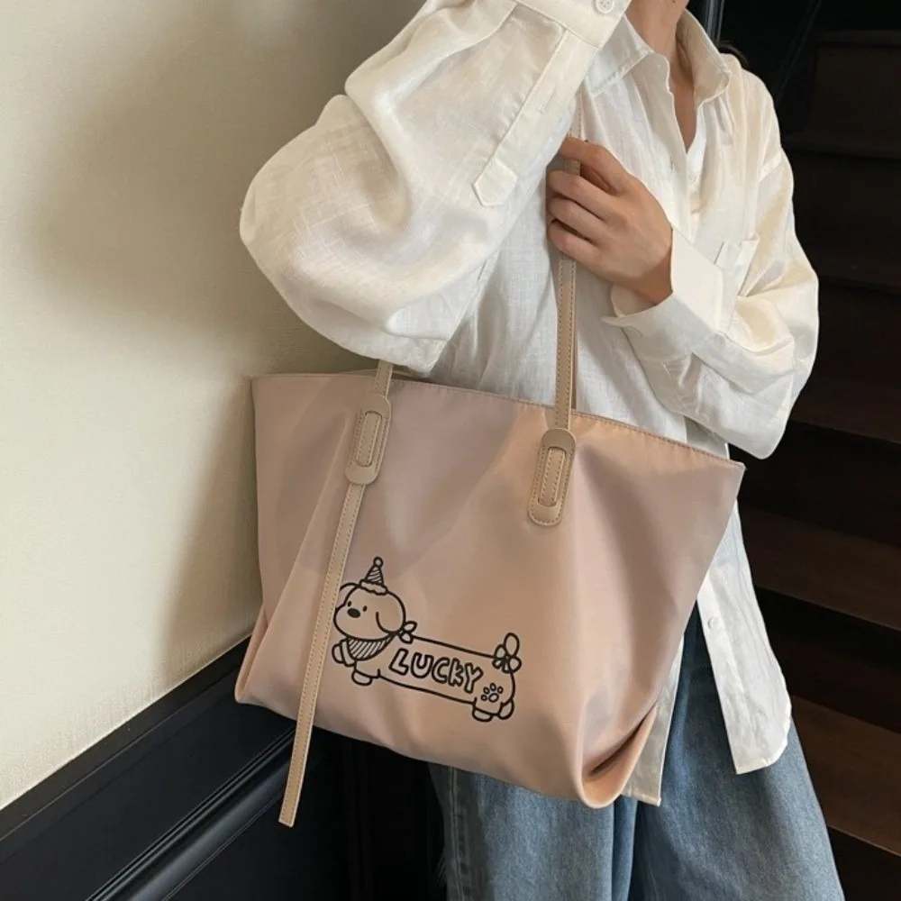 

Portable Korean Style Dachshund Tote Bag Graffiti Puppy Cute Armpit Shoulder Bag Square Large Capacity Underarm Handbag Shopping