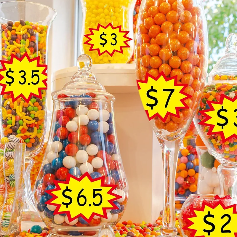 

75 stickers Blank Explosion Price Tags Writable Supermarket Promotional Special Price Adhesive Colorful Gold Stamping Stickers