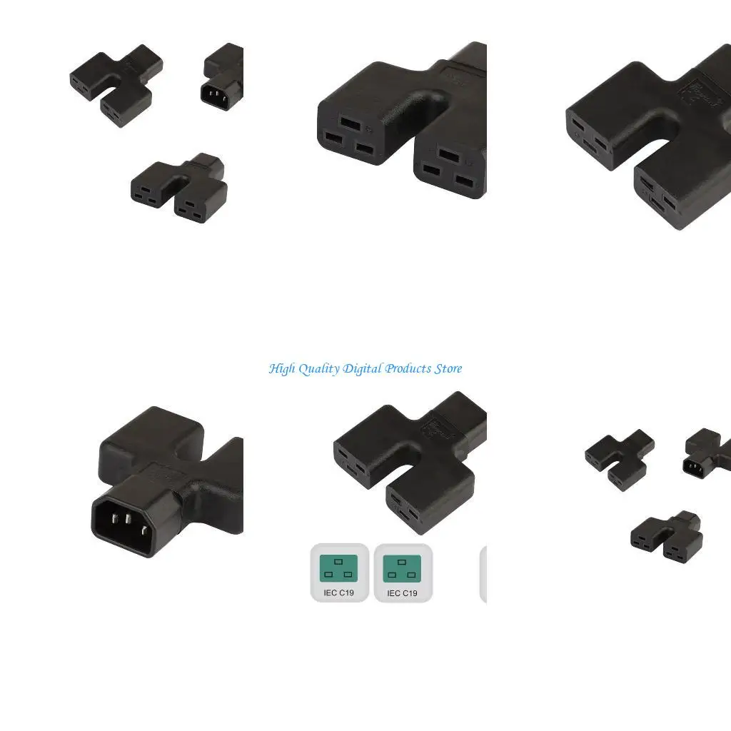 

U2JE C14 to 2xC19 Converter, IEC 320 C14 Male to Double C19 Female Power Adapter Socket Adaptor for Cord Connector