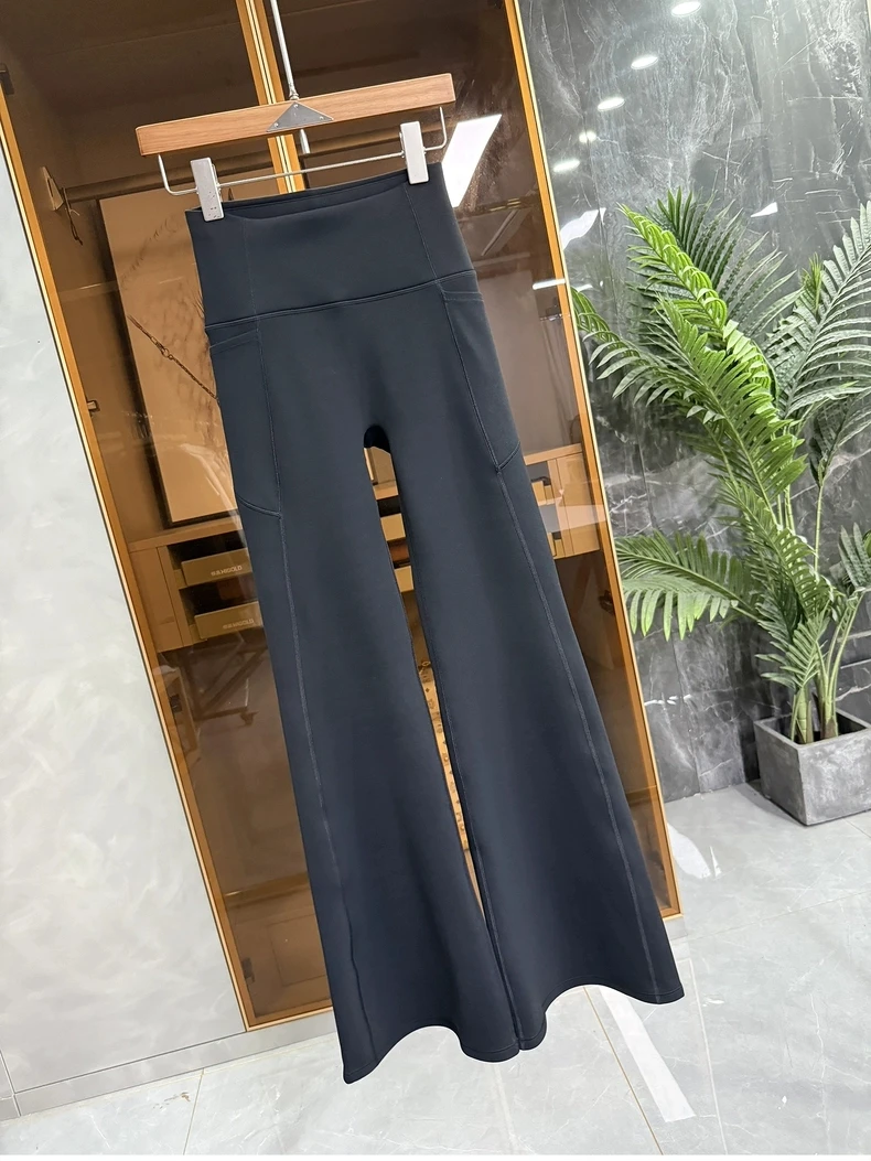 Slimming High Waist Yoga Pants Women's Autumn New Sle Long Leg Micro Flared Bare Sensation Trousers Casual High Waist Long ...