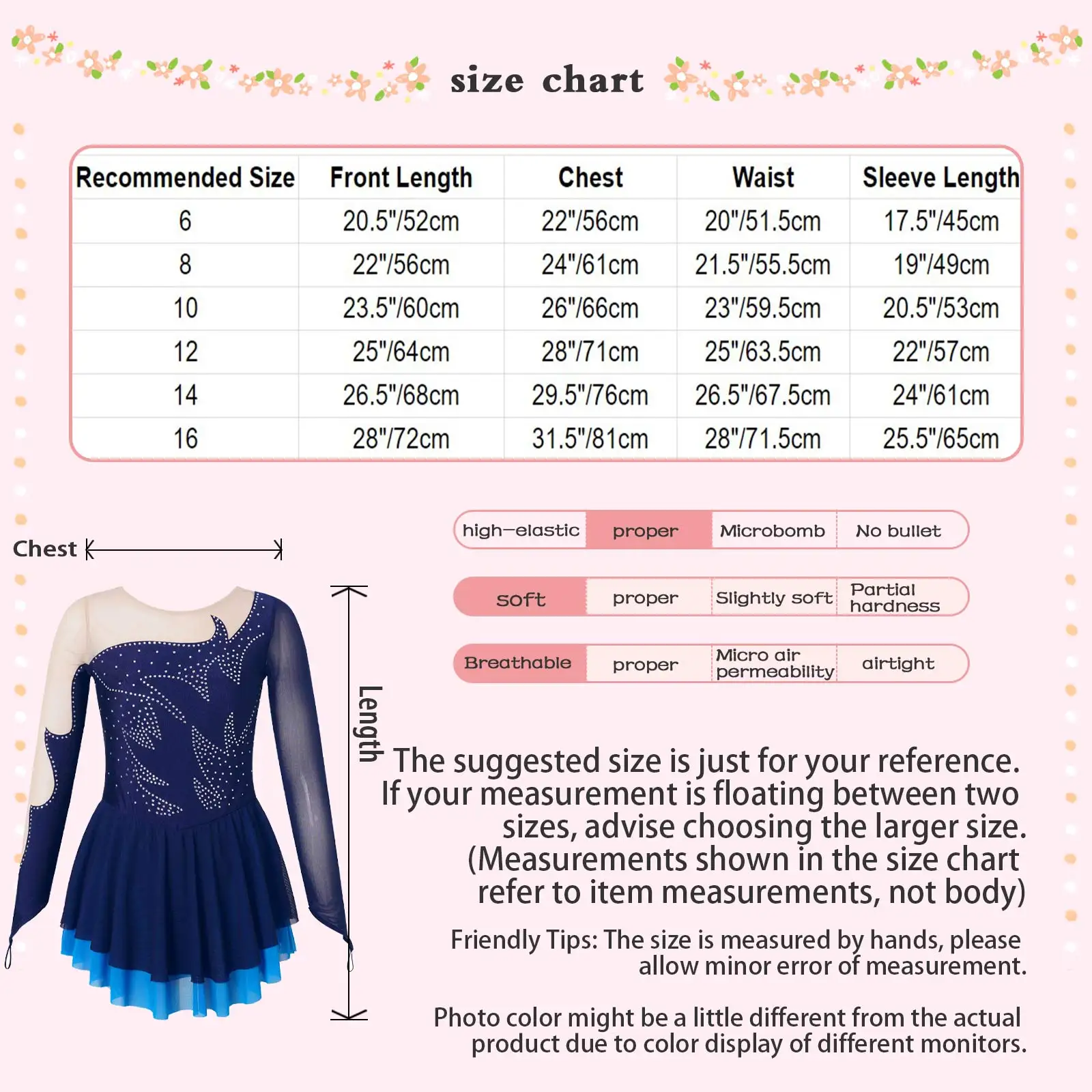 Kid Girls Long Sleeve Figure Skating Dress Teen Shiny Rhinestone Sheer Mesh Tutu Ballet Gymnastics Dance Leotard Dress Dancewear