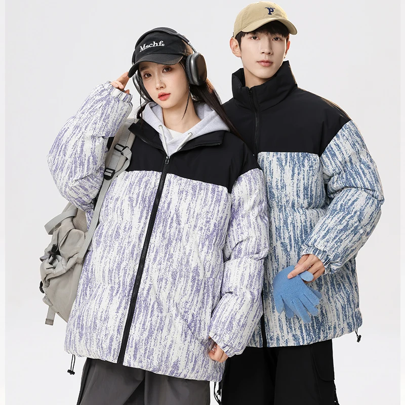 

Новинка 2025, мужская пуховая хлопковая куртка, свободная повседневная теплая зимняя верхняя одежда со стойкой, молодежная модная чистая электронная коммерция Ss